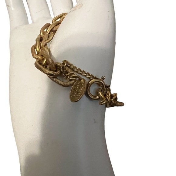Miriam Haskell vintage gold tone brass chunky twisted chain links Bracelet - Picture 2 of 5